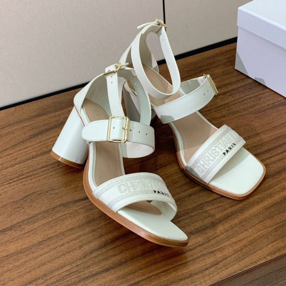 Dior White Heeled Sandals